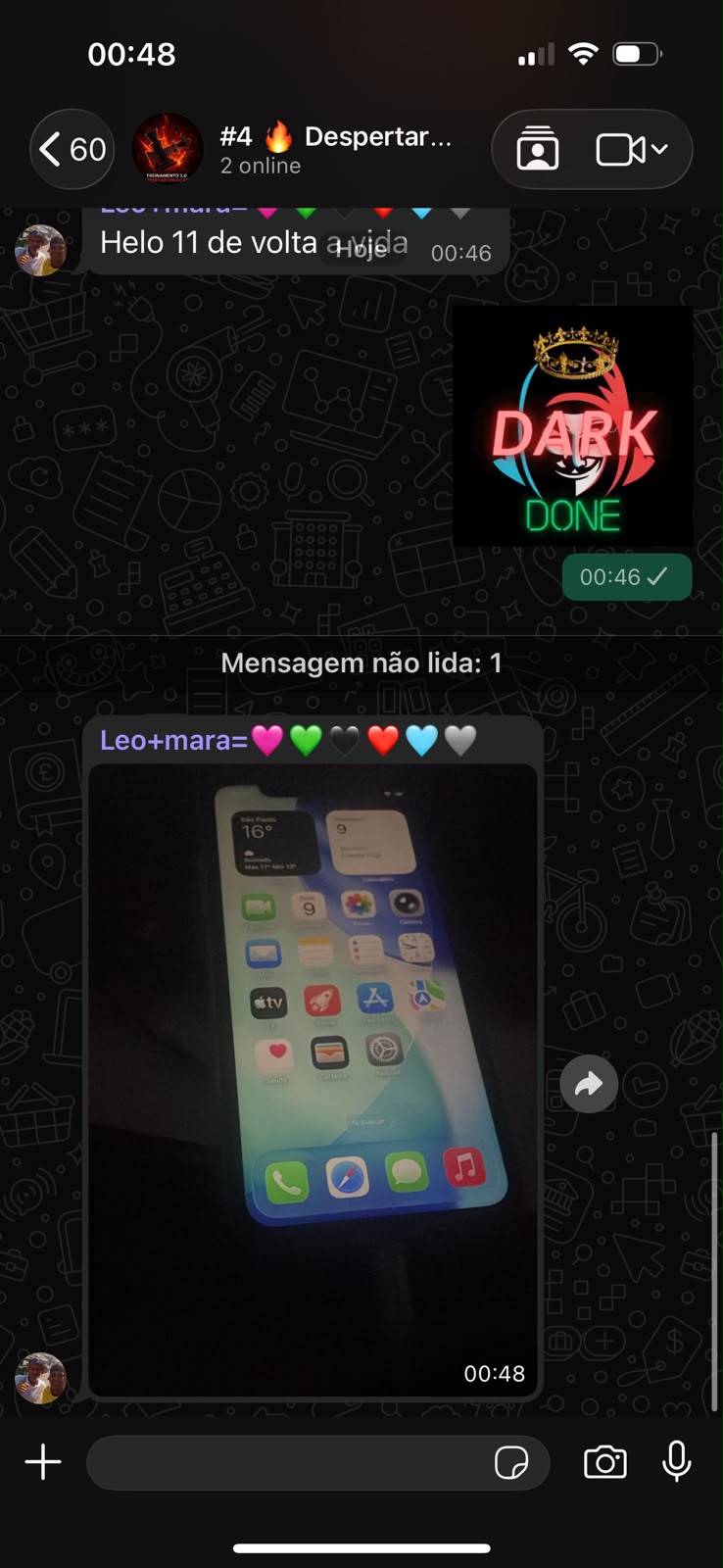 Resultado de aluno compartilhado pelo WhatsApp