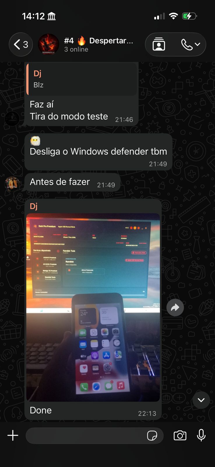 Resultado de aluno compartilhado pelo WhatsApp